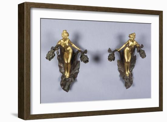 A Pair of Parcel Gilt Bronze Wall Sconces, Circa 1900-Franz Arthur Bischoff-Framed Giclee Print