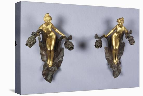 A Pair of Parcel Gilt Bronze Wall Sconces, Circa 1900-Franz Arthur Bischoff-Stretched Canvas