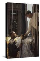 A Pair of Push Boys Unload Racks of Dresses on 7th Avenue, New York, New York, 1960-Walter Sanders-Stretched Canvas