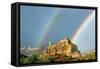 A Pair of Rainbows in Range Creek, Utah after a Thunderstorm., 2005 (Photo)-Ira Block-Framed Stretched Canvas