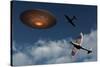 A Pair of Royal Air Force Supermarine Spitfires Giving Chase to a Ufo-null-Stretched Canvas