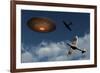 A Pair of Royal Air Force Supermarine Spitfires Giving Chase to a Ufo-null-Framed Art Print