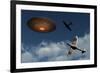 A Pair of Royal Air Force Supermarine Spitfires Giving Chase to a Ufo-null-Framed Art Print