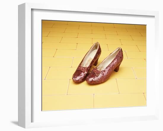 A Pair of Ruby Slippers Worn by Judy Garland in the 1939 MGM film "The Wizard of Oz"-null-Framed Giclee Print