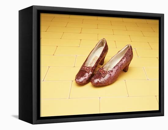 A Pair of Ruby Slippers Worn by Judy Garland in the 1939 MGM film "The Wizard of Oz"-null-Framed Stretched Canvas