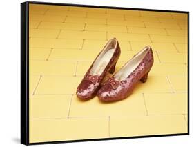 A Pair of Ruby Slippers Worn by Judy Garland in the 1939 MGM film "The Wizard of Oz"-null-Framed Stretched Canvas