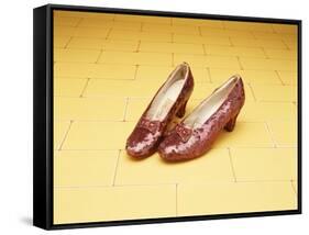 A Pair of Ruby Slippers Worn by Judy Garland in the 1939 MGM film "The Wizard of Oz"-null-Framed Stretched Canvas