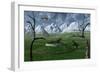 A Pair of Sabre-Tooth Tigers Encountering Ufo'S-null-Framed Premium Giclee Print