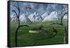 A Pair of Sabre-Tooth Tigers Encountering Ufo'S-null-Framed Stretched Canvas