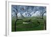 A Pair of Sabre-Tooth Tigers Encountering Ufo'S-null-Framed Art Print