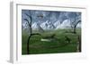 A Pair of Sabre-Tooth Tigers Encountering Ufo'S-null-Framed Art Print