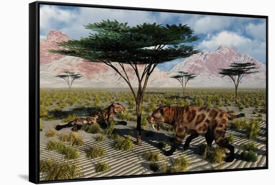 A Pair of Sabre-Toothed Cats Resting under a Treat on a Hot Day-null-Framed Stretched Canvas