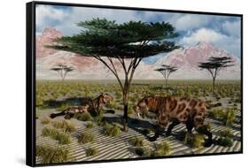 A Pair of Sabre-Toothed Cats Resting under a Treat on a Hot Day-null-Framed Stretched Canvas