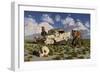 A Pair of Sabre-Toothed Tigers Come across a 1950's American Chevrolet-null-Framed Art Print