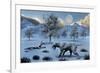 A Pair of Sabre-Toothed Tigers Surviving a Prehistoric Winter-null-Framed Art Print