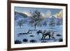 A Pair of Sabre-Toothed Tigers Surviving a Prehistoric Winter-null-Framed Art Print