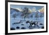 A Pair of Sabre-Toothed Tigers Surviving a Prehistoric Winter-null-Framed Art Print