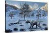 A Pair of Sabre-Toothed Tigers Surviving a Prehistoric Winter-null-Stretched Canvas