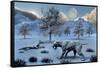 A Pair of Sabre-Toothed Tigers Surviving a Prehistoric Winter-null-Framed Stretched Canvas