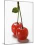 A Pair of Sour Cherries with Drops of Water-null-Mounted Photographic Print