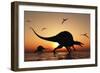 A Pair of Spinosaurus Hunting for Fish-Stocktrek Images-Framed Premium Giclee Print