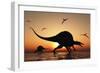 A Pair of Spinosaurus Hunting for Fish-Stocktrek Images-Framed Premium Giclee Print