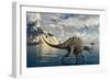 A Pair of Spinosaurus Hunting for Fish-Stocktrek Images-Framed Art Print