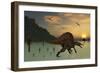 A Pair of Spinosaurus Hunting for Fish-Stocktrek Images-Framed Premium Giclee Print