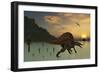 A Pair of Spinosaurus Hunting for Fish-Stocktrek Images-Framed Premium Giclee Print