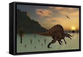 A Pair of Spinosaurus Hunting for Fish-Stocktrek Images-Framed Stretched Canvas