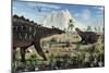 A Pair of Stegosaurid Miragaia Dinosaurs-null-Mounted Art Print