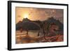 A Pair of Tarbosaurus Dinosaurs Scavaging for Food-Stocktrek Images-Framed Art Print