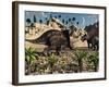 A Pair of Torosaurus Dinosaurs Fight Each Other-Stocktrek Images-Framed Photographic Print