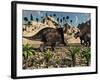 A Pair of Torosaurus Dinosaurs Fight Each Other-Stocktrek Images-Framed Photographic Print