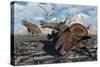 A Pair of Triceratops Trapped in a Deadly Mud Pit-null-Stretched Canvas