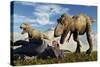 A Pair of Tyrannosaurus Rex Dinosaurs Ready to Make a Meal of a Dead Triceratops-Stocktrek Images-Stretched Canvas