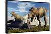 A Pair of Tyrannosaurus Rex Dinosaurs Ready to Make a Meal of a Dead Triceratops-Stocktrek Images-Framed Stretched Canvas