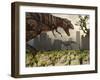 A Pair of Tyrannosaurus Rex Explore a City in Hopes of Finding their Next Meal-Stocktrek Images-Framed Photographic Print