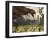 A Pair of Tyrannosaurus Rex Explore a City in Hopes of Finding their Next Meal-Stocktrek Images-Framed Photographic Print