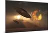 A Pair of Ufo's with a Nuclear Explosion in Background-Stocktrek Images-Mounted Premium Giclee Print