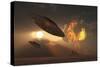 A Pair of Ufo's with a Nuclear Explosion in Background-Stocktrek Images-Stretched Canvas