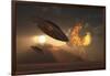 A Pair of Ufo's with a Nuclear Explosion in Background-Stocktrek Images-Framed Art Print