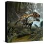A Pair of Utahraptors Crossing a Stream-Stocktrek Images-Stretched Canvas