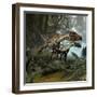 A Pair of Utahraptors Crossing a Stream-Stocktrek Images-Framed Art Print