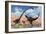 A Pair of Yangchuanosaurus Dinosaurs Confront an Omeisaurus-null-Framed Art Print