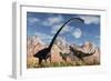 A Pair of Yangchuanosaurus Dinosaurs Confront an Omeisaurus-null-Framed Premium Giclee Print