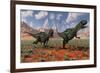 A Pair of Yangchuanosaurus Dinosaurs Hunting-null-Framed Art Print