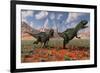 A Pair of Yangchuanosaurus Dinosaurs Hunting-null-Framed Art Print