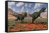 A Pair of Yangchuanosaurus Dinosaurs Hunting-null-Framed Stretched Canvas