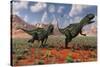 A Pair of Yangchuanosaurus Dinosaurs Hunting-null-Stretched Canvas